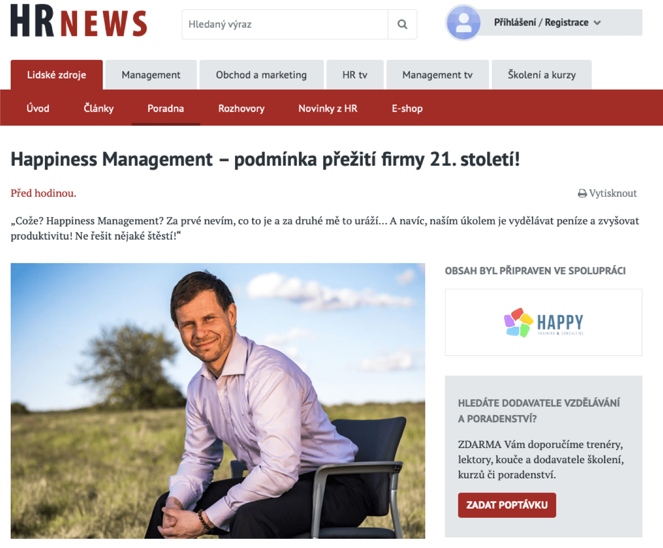 Článek v HR News 20. listpadu 2018